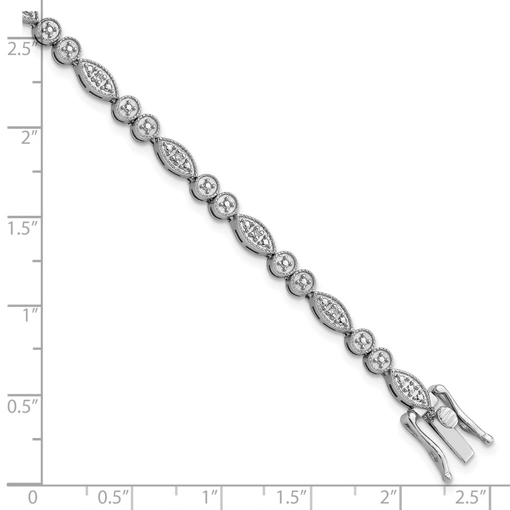 Sterling Silver Rhodium-plated Diam. Bracelet 7 inches