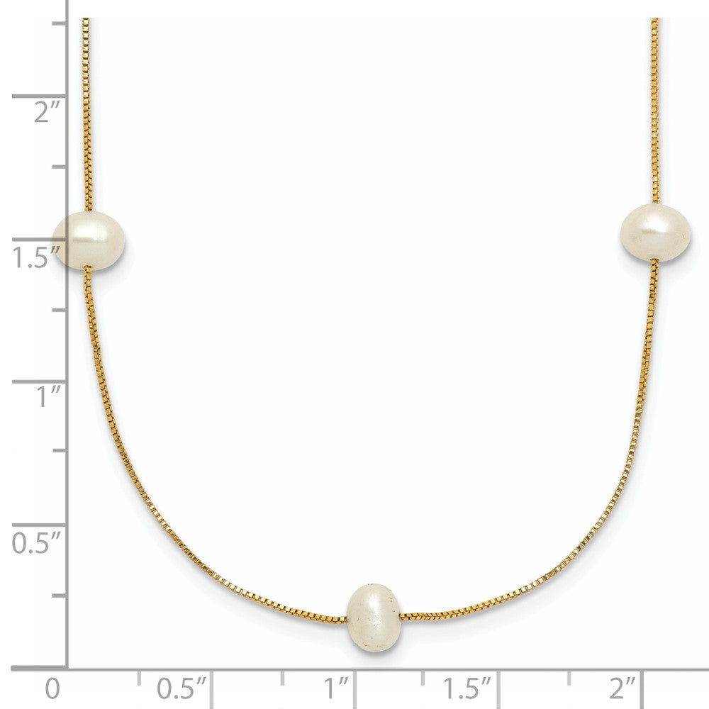 10k 5-6mm White Round Freshwater Cultured Pearl 9-Station 18 inch Necklace
