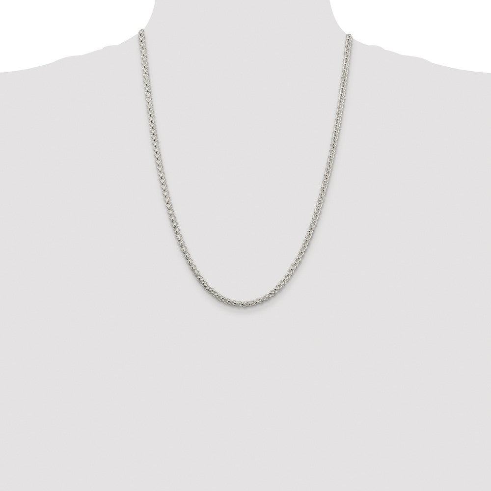 Sterling Silver Rhodium-plated 4mm Round Spiga Chain