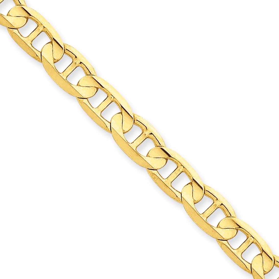 14K 9 inch 6.25mm Concave Anchor with Lobster Clasp Chain