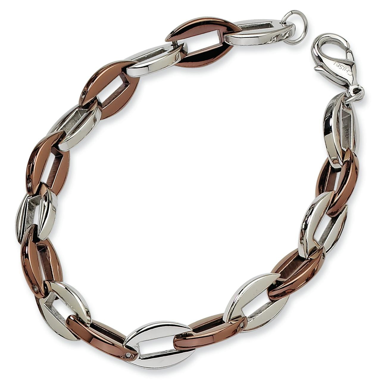 Stainless Steel Chocolate IP Plated Fancy 7.5in Bracelet