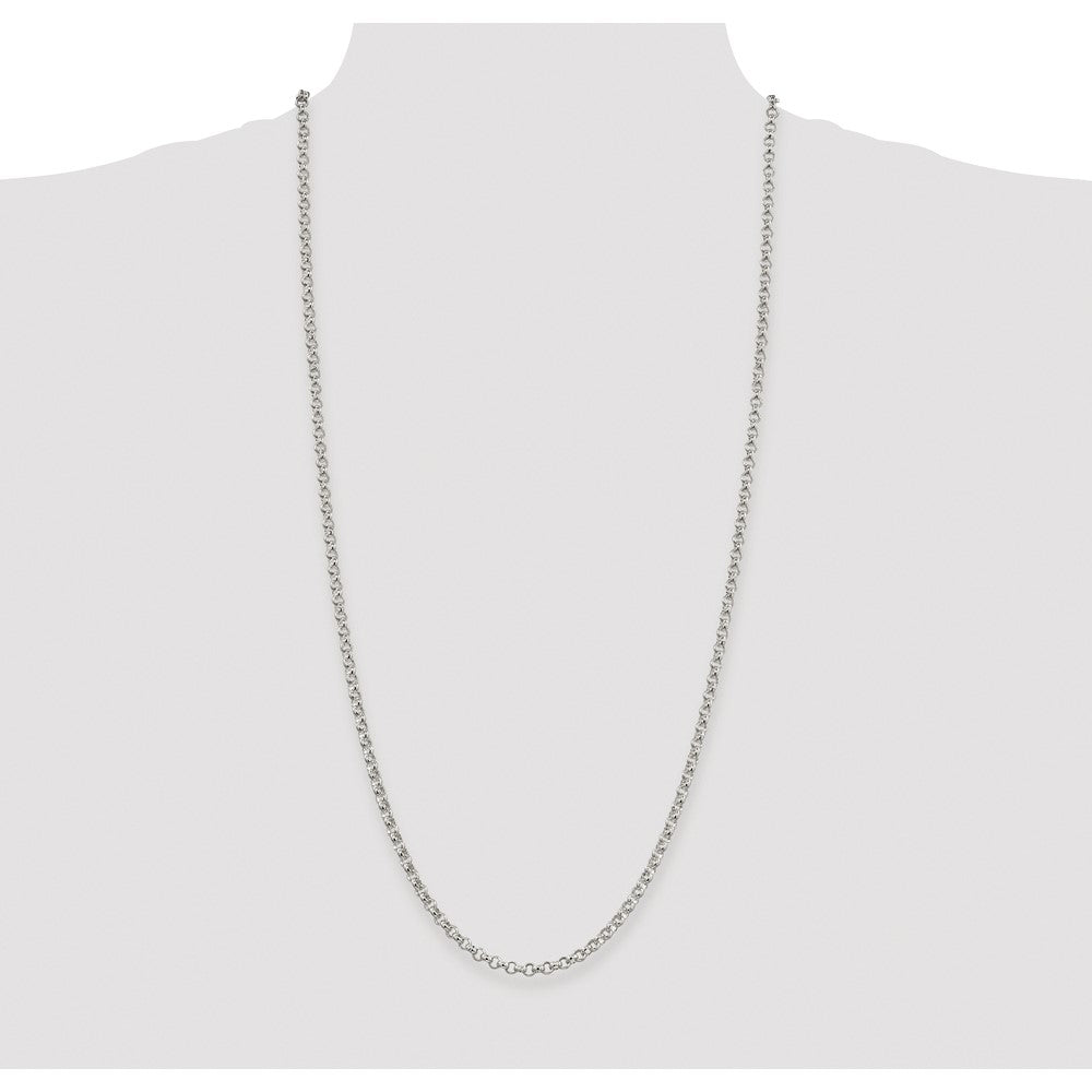 Sterling Silver Rhodium-plated 4mm Rolo Chain