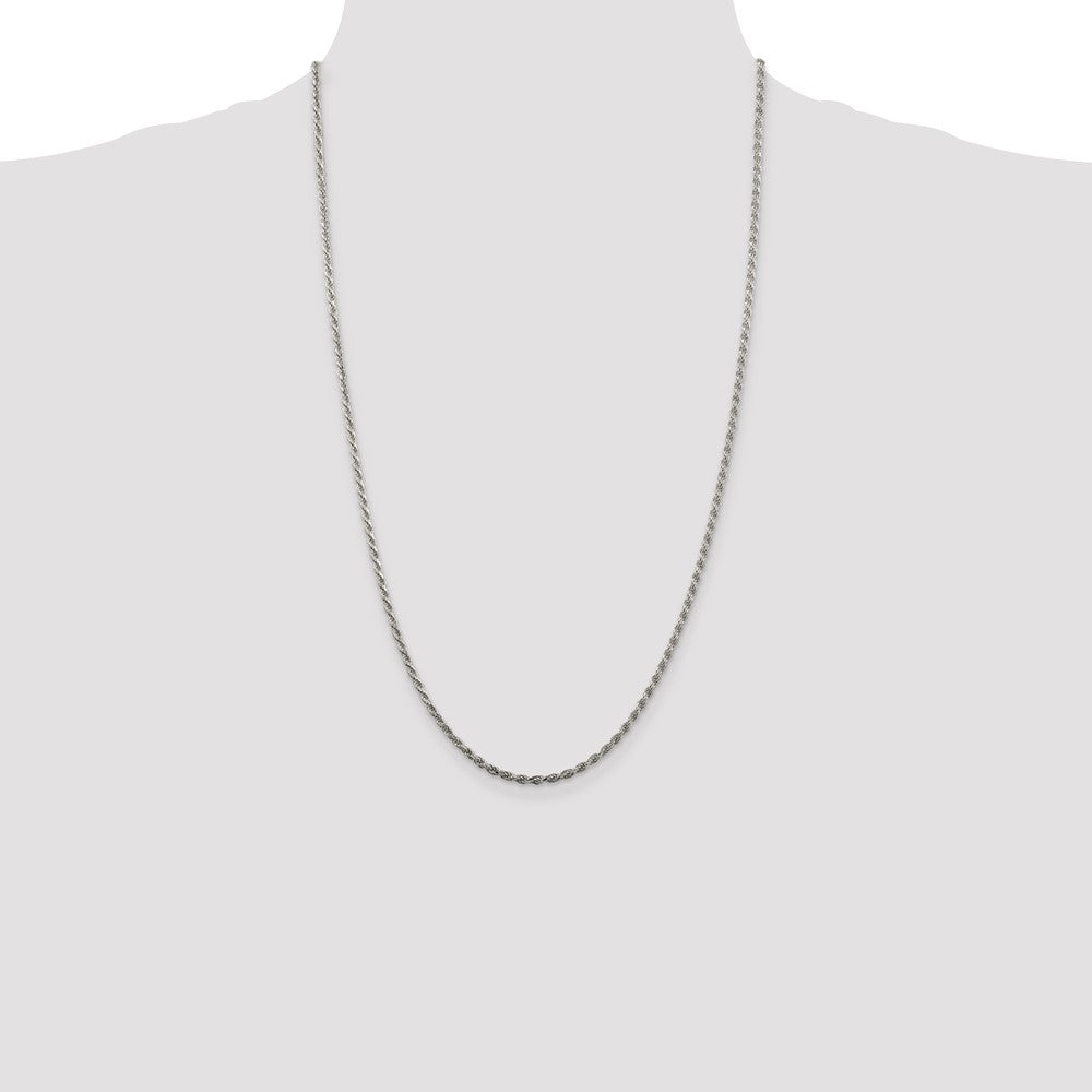 Sterling Silver 2.25mm Diamond-cut Rope Chain 26 Inches