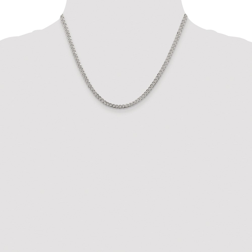 Sterling Silver Rhodium-plated 3.8mm Pav‚ Curb Chain