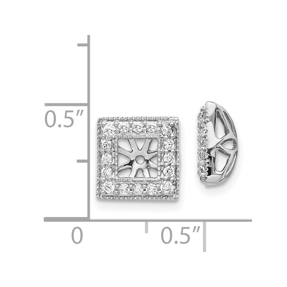 14k White Gold Diamond Square Jacket Earrings