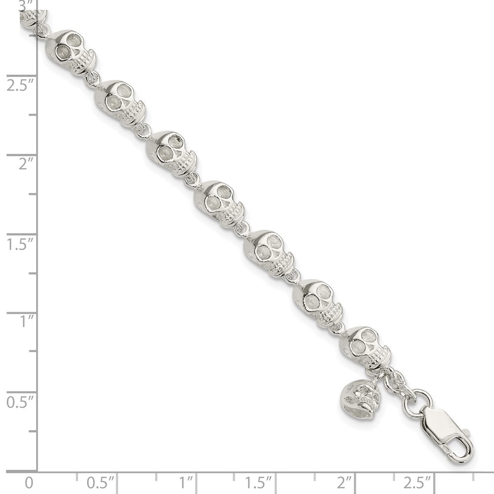 Sterling Silver Skull Bracelet 7 inches