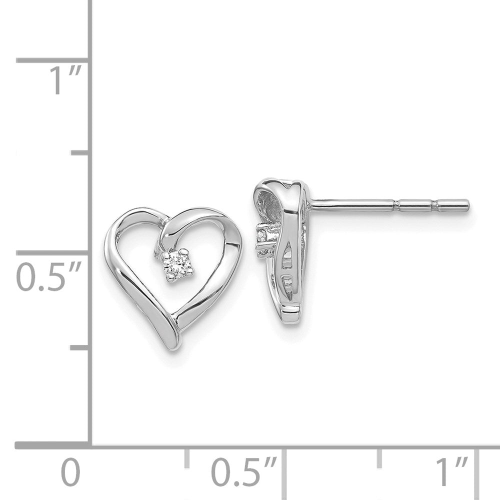 14K White Gold AA Diamond Heart Earrings