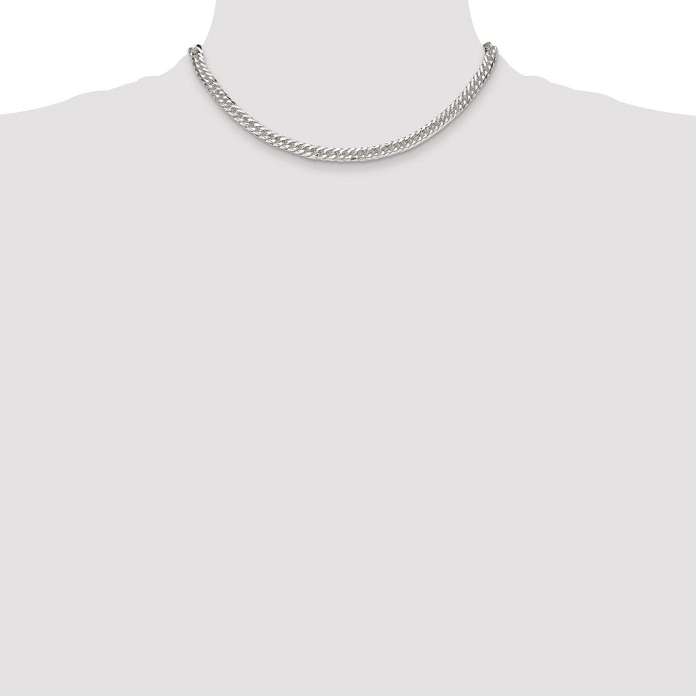 Sterling Silver Rhodium-plated 5.7mm Double Diamond-cut Curb Chain