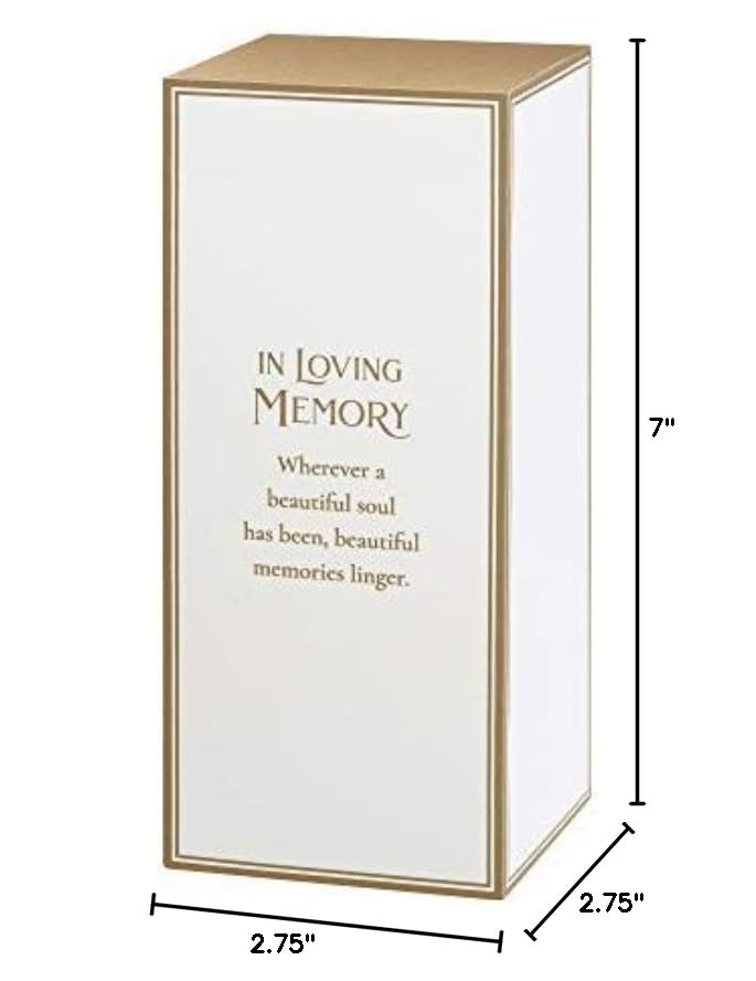 Lillian Rose Loving Memory Glass LED Candle with Sympathy Verse, 7", Off white