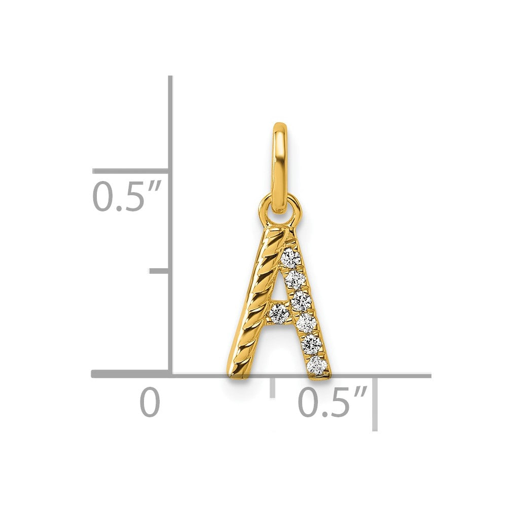 14k Twisted with .05 ct. Diamond Initial A Charm