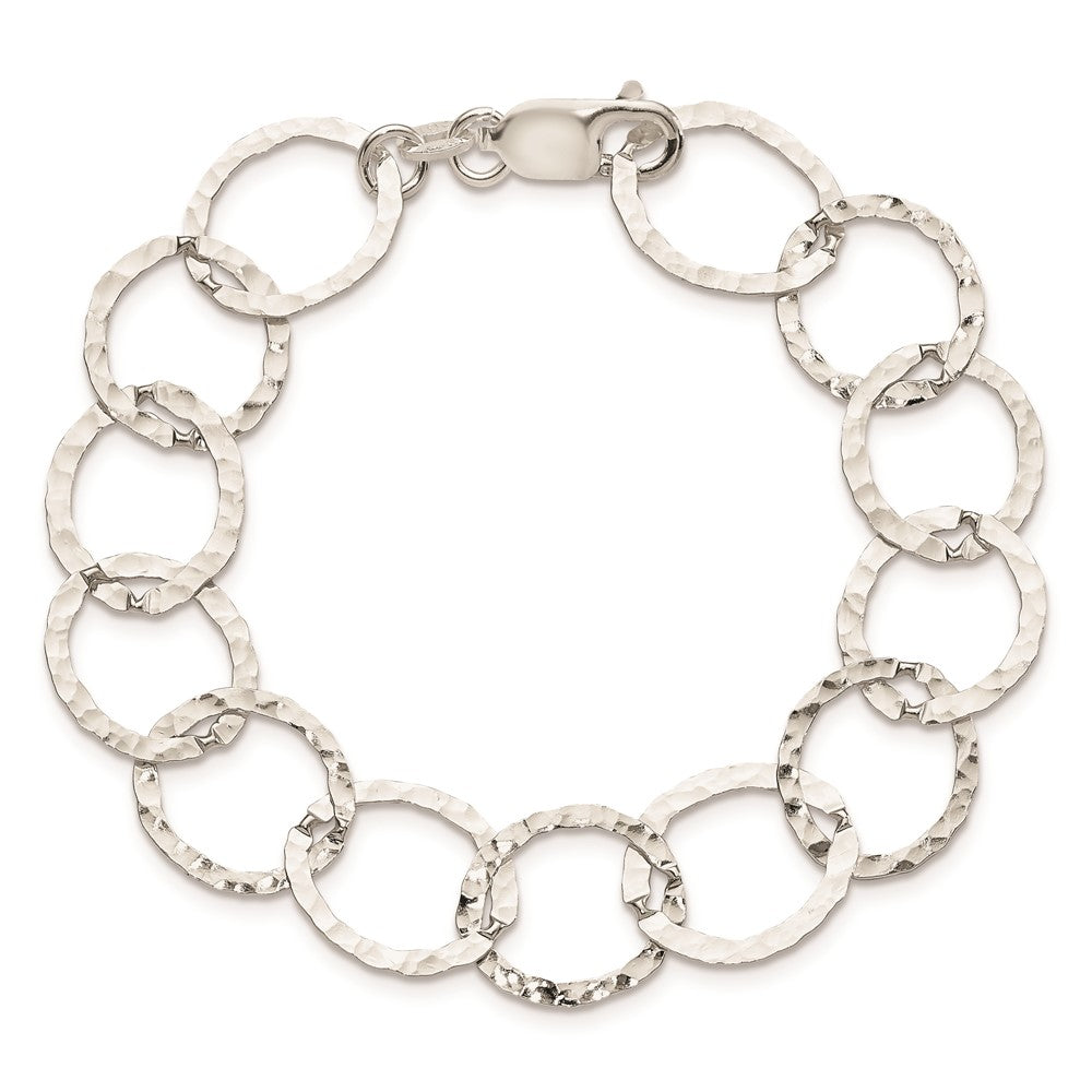Sterling Silver Fancy Hammered Bracelet 7.5 inches