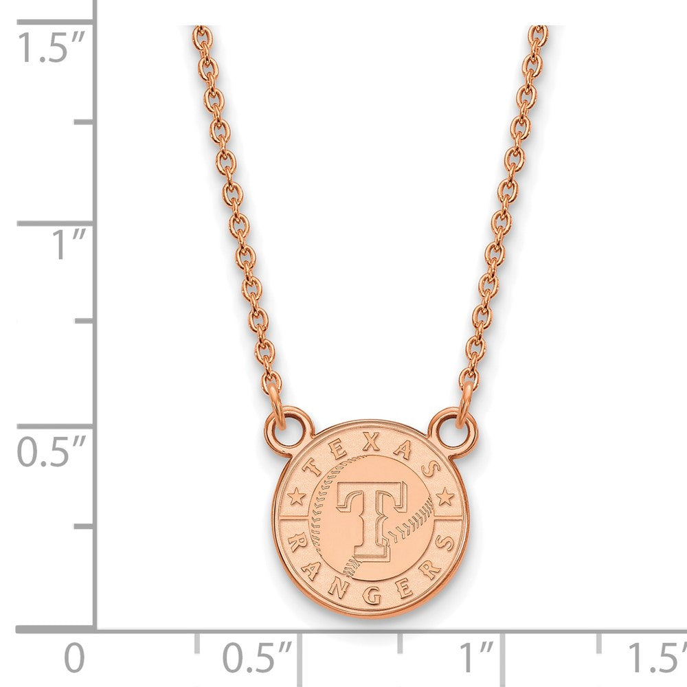 Sterling Silver Rose Gold-plated MLB LogoArt Texas Rangers Small Pendant w/