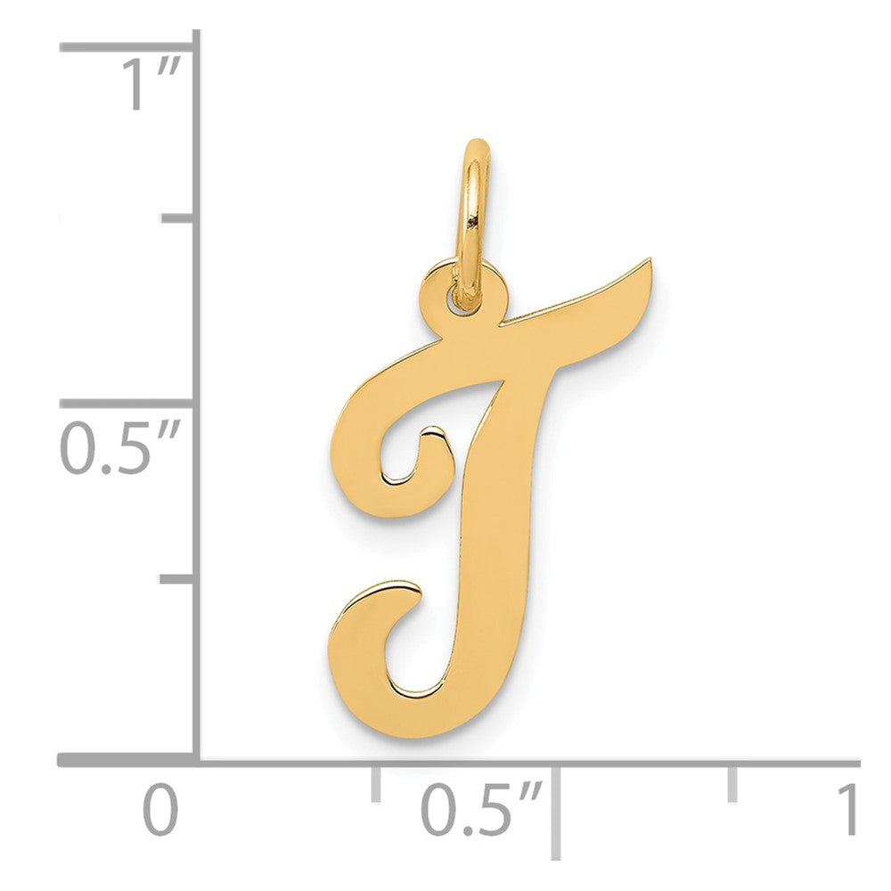 10K Medium Script Letter T Initial Charm