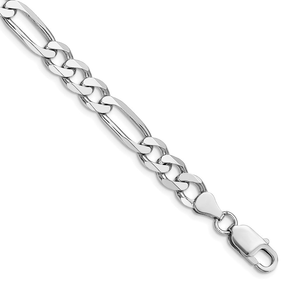 Sterling Silver Rhodium-plated 7.5mm Figaro Chain 9 inches