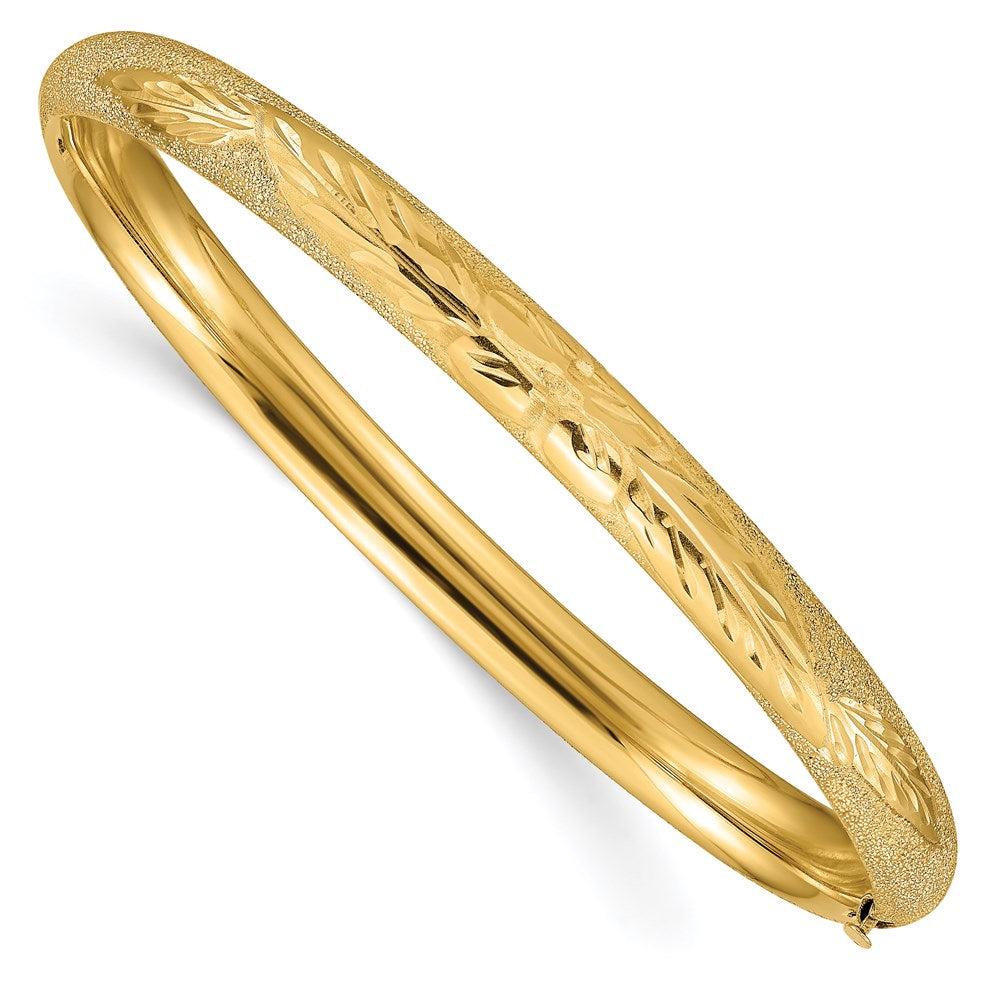 14k 4/16 Laser Cut Hinged Bangle Bracelet 7 inches