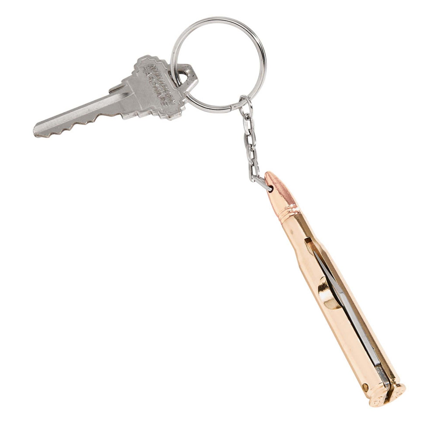 Contemporary Home Living 5" Bullet Shaped with Knife Design Stainless Steel Key Chain