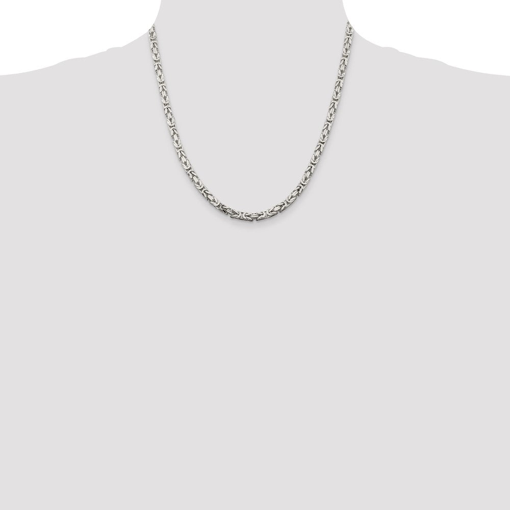 Sterling Silver 4.25mm Byzantine Chain 20 Inches