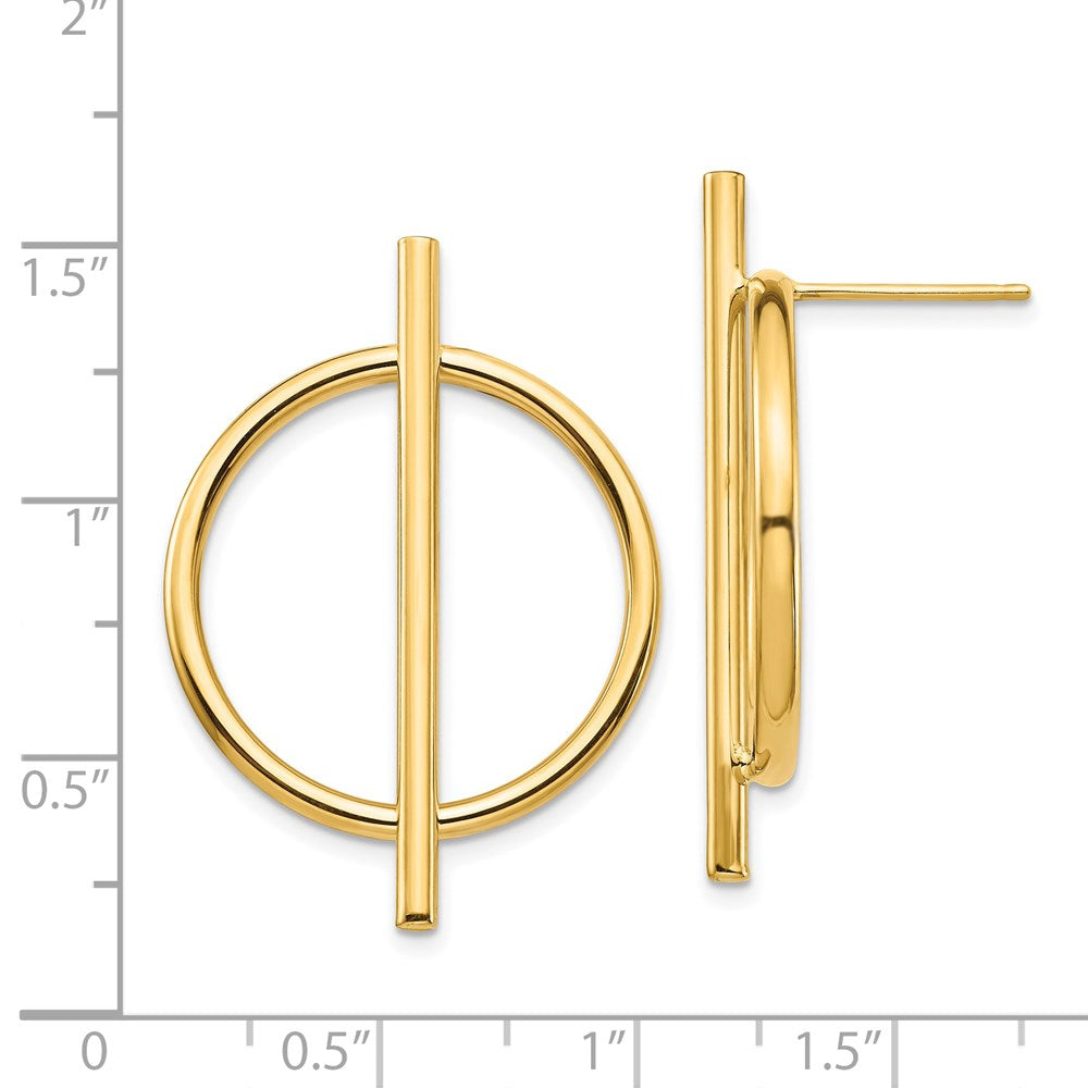 14K Circle & Bar Post Earrings