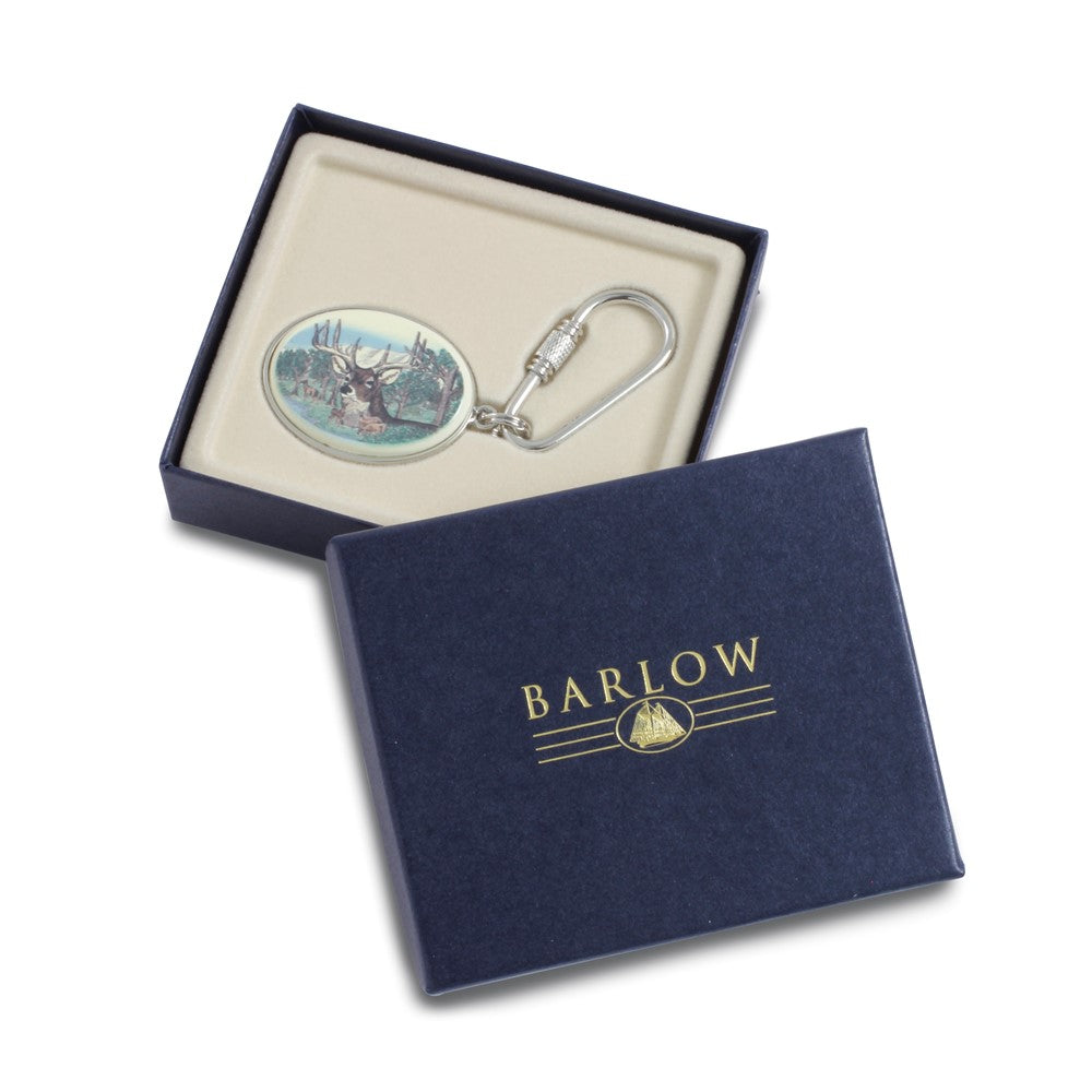 Barlow Designs Color Deer Portrait Oval Key Chain