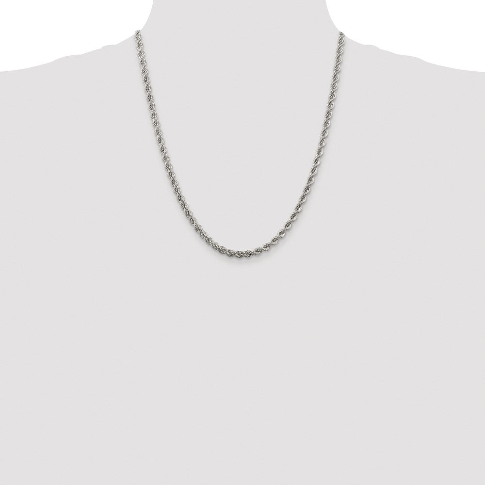 Sterling Silver Rhodium-plated 4.3mm Solid Rope Chain