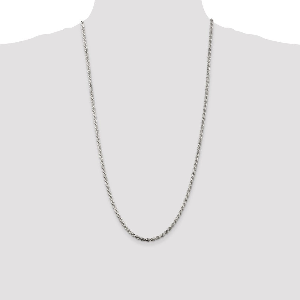 Sterling Silver 3.2mm Diamond-cut Rope Chain 28 Inches