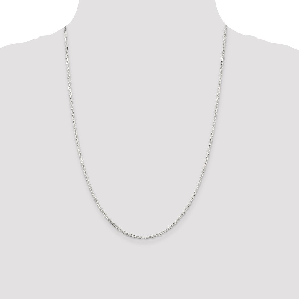 Sterling Silver 2.2mm Diamond-cut Long Link Cable Chain 24 Inches
