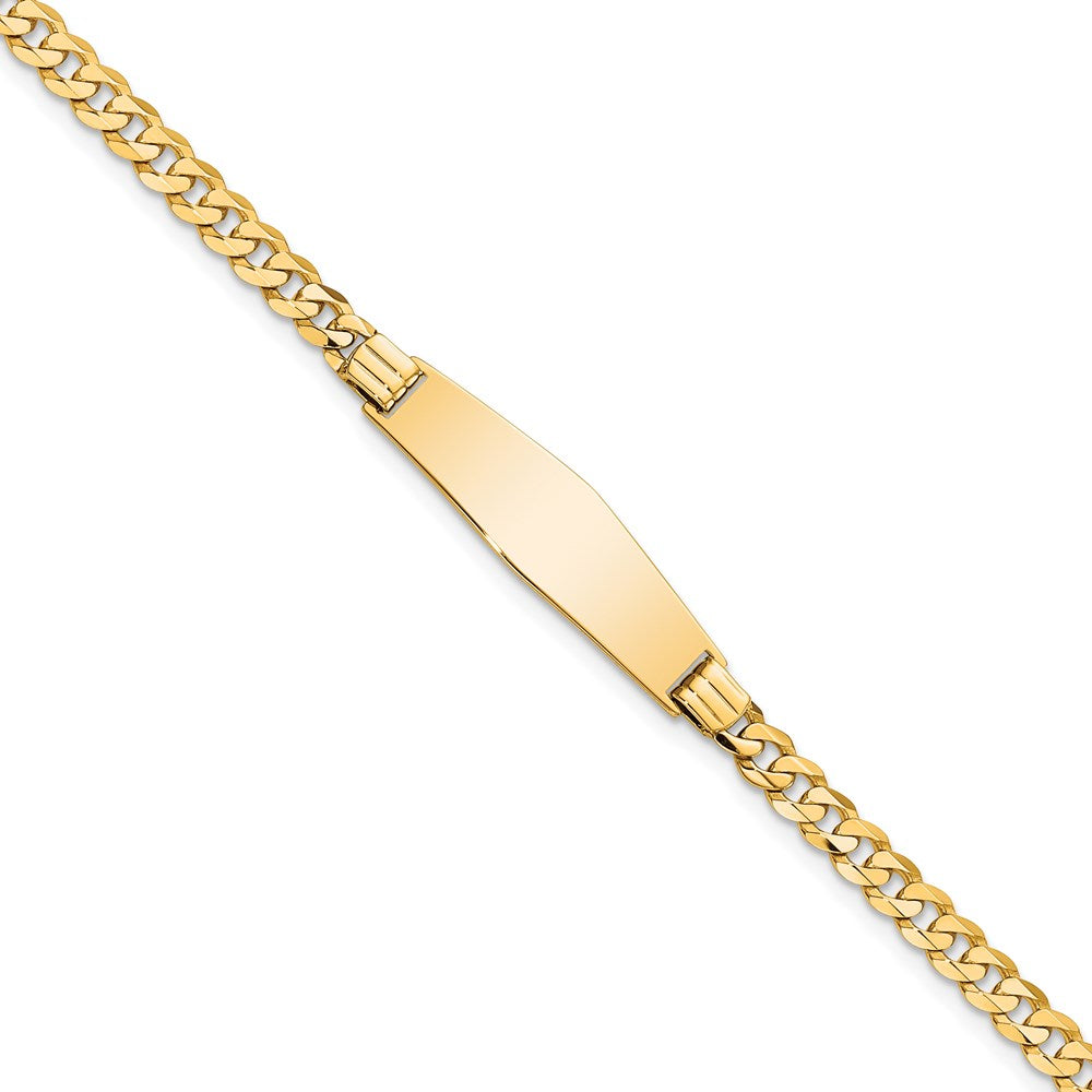 14K Soft Diamond Shape Curb Link ID Bracelet 8 inches