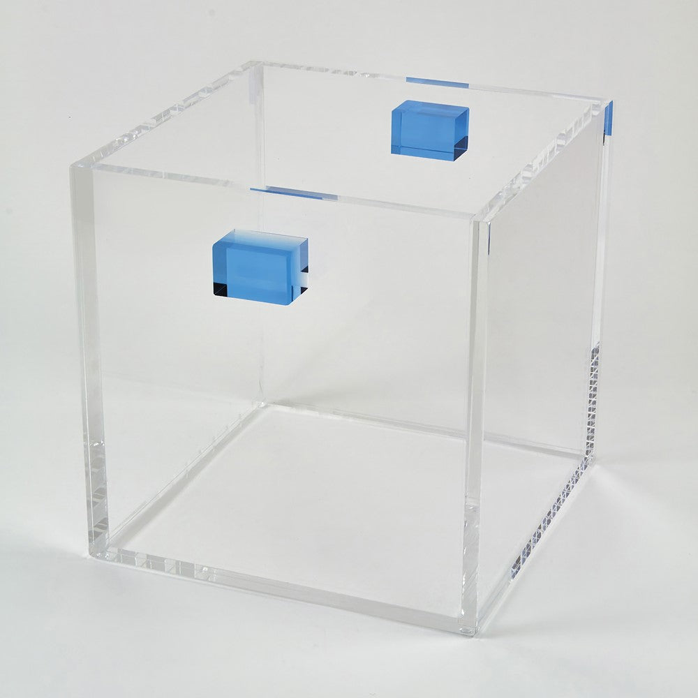 Lucite Clear Wine Cooler with Blue Handles