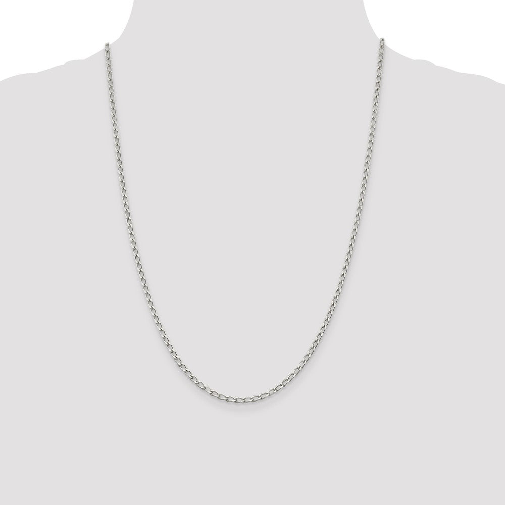 Sterling Silver 2.8mm Open Elongated Link Chain 24 Inches