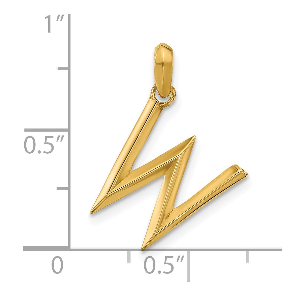 14k Yellow Gold Fancy Letter W