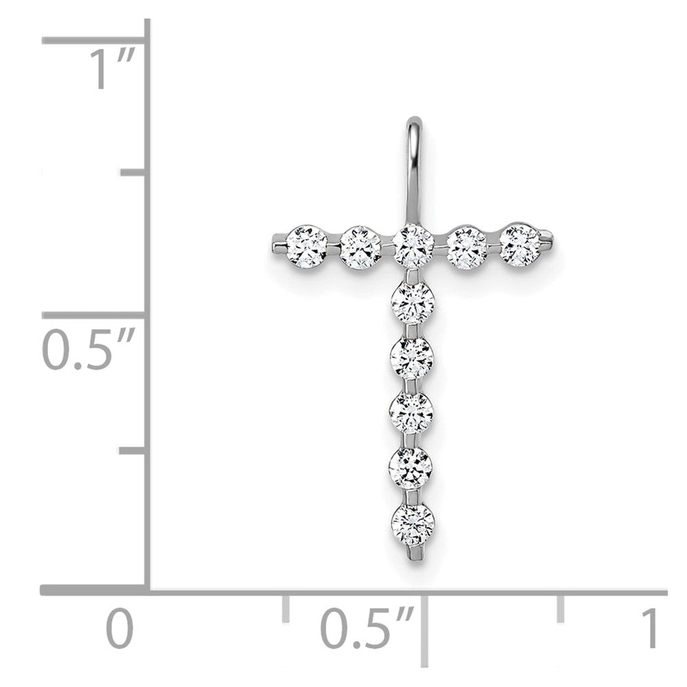 True Origin 14k White Gold 1/3 carat Lab Grown Diamond VS DEF Alphabet T Pendant