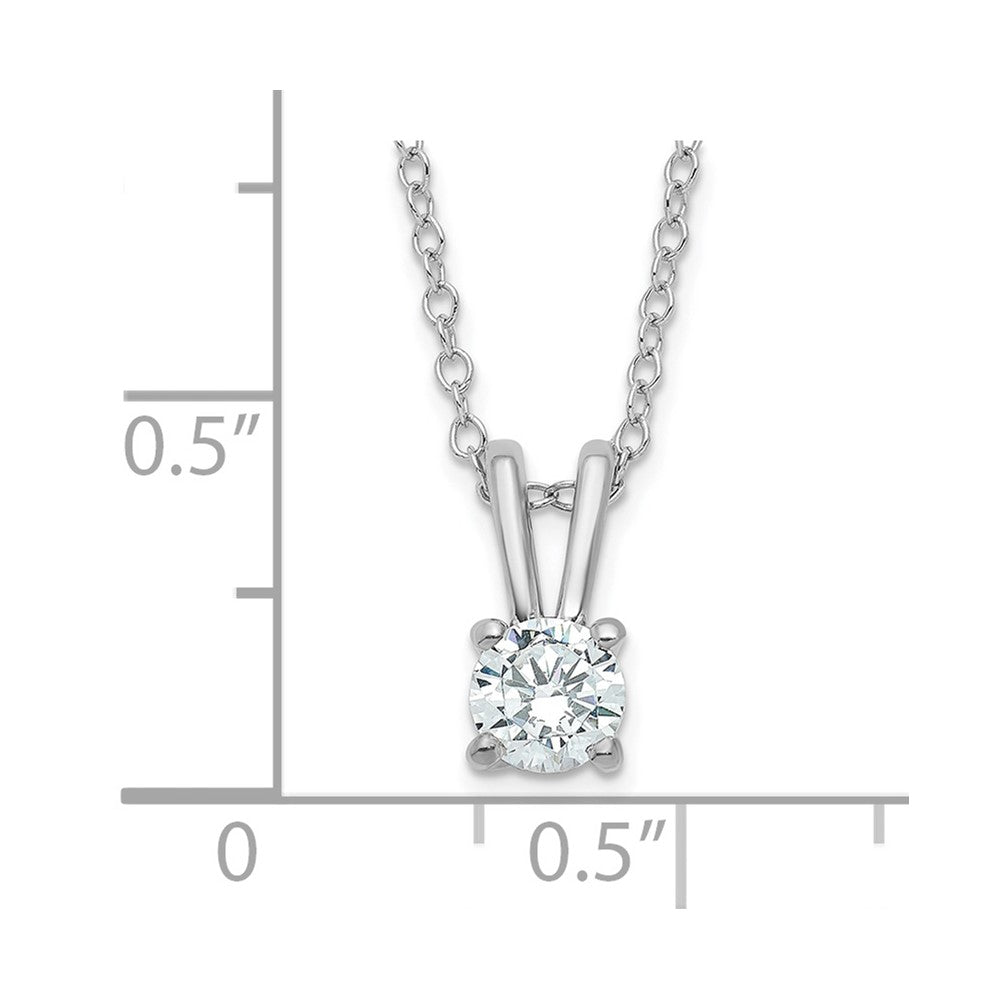 Sterling Silver Rhodium-plated Diamonore 5mm Solitare Necklace