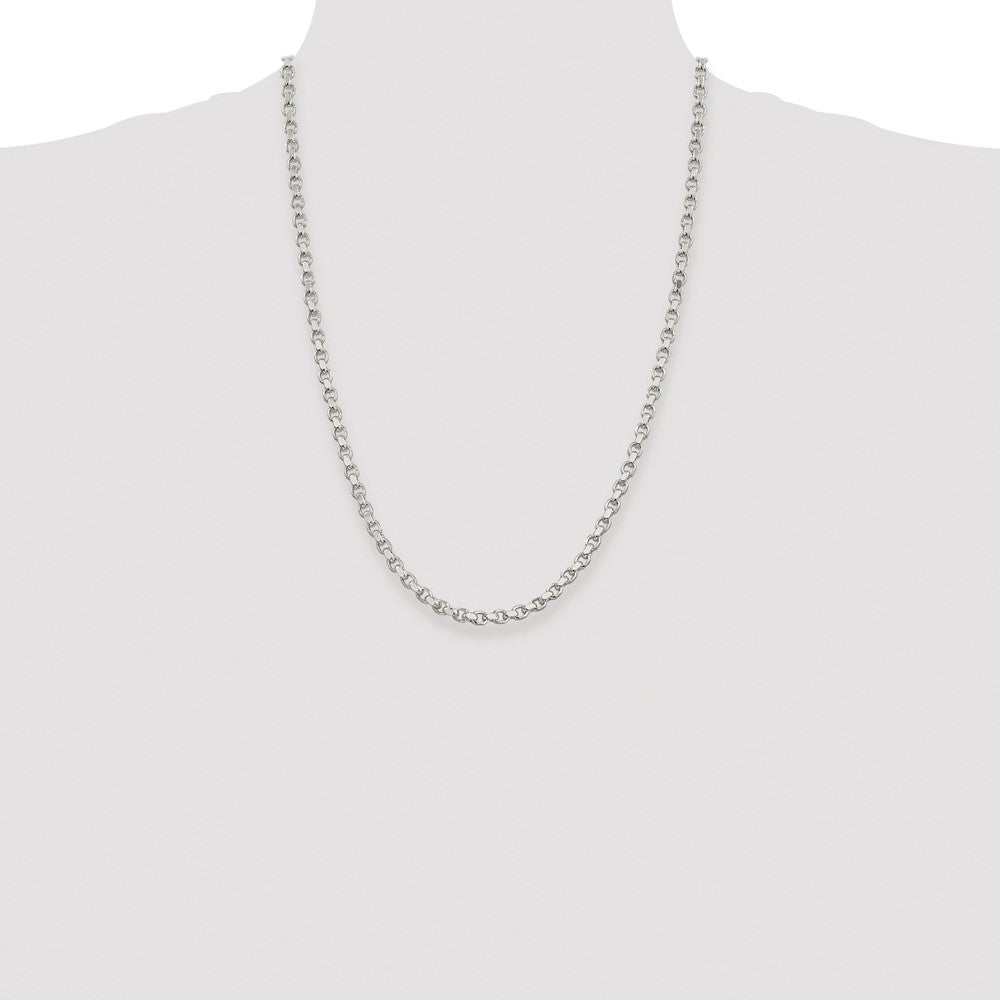 Sterling Silver Rhodium-plated 4mm Diamond-cut Rolo Chain