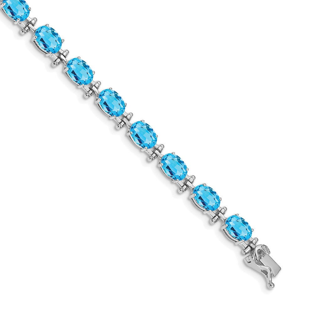 14k White Gold Blue Topaz Bracelet 7 inches