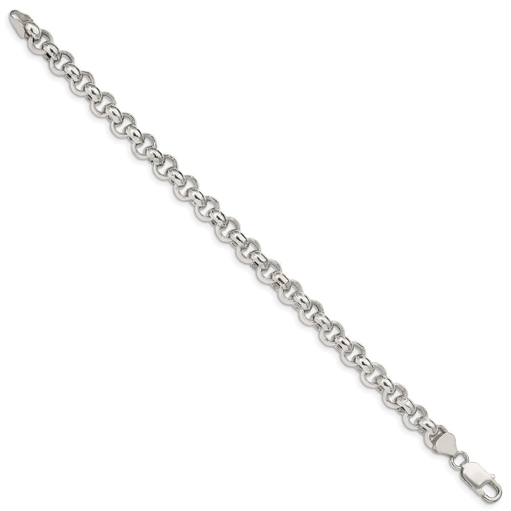 Sterling Silver 7.75mm Semi-solid Rolo Chain 7 inches
