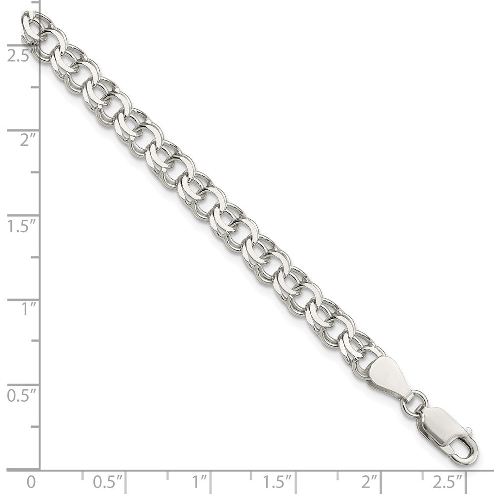 Sterling Silver 6mm Double Link Charm Bracelet 6 inches