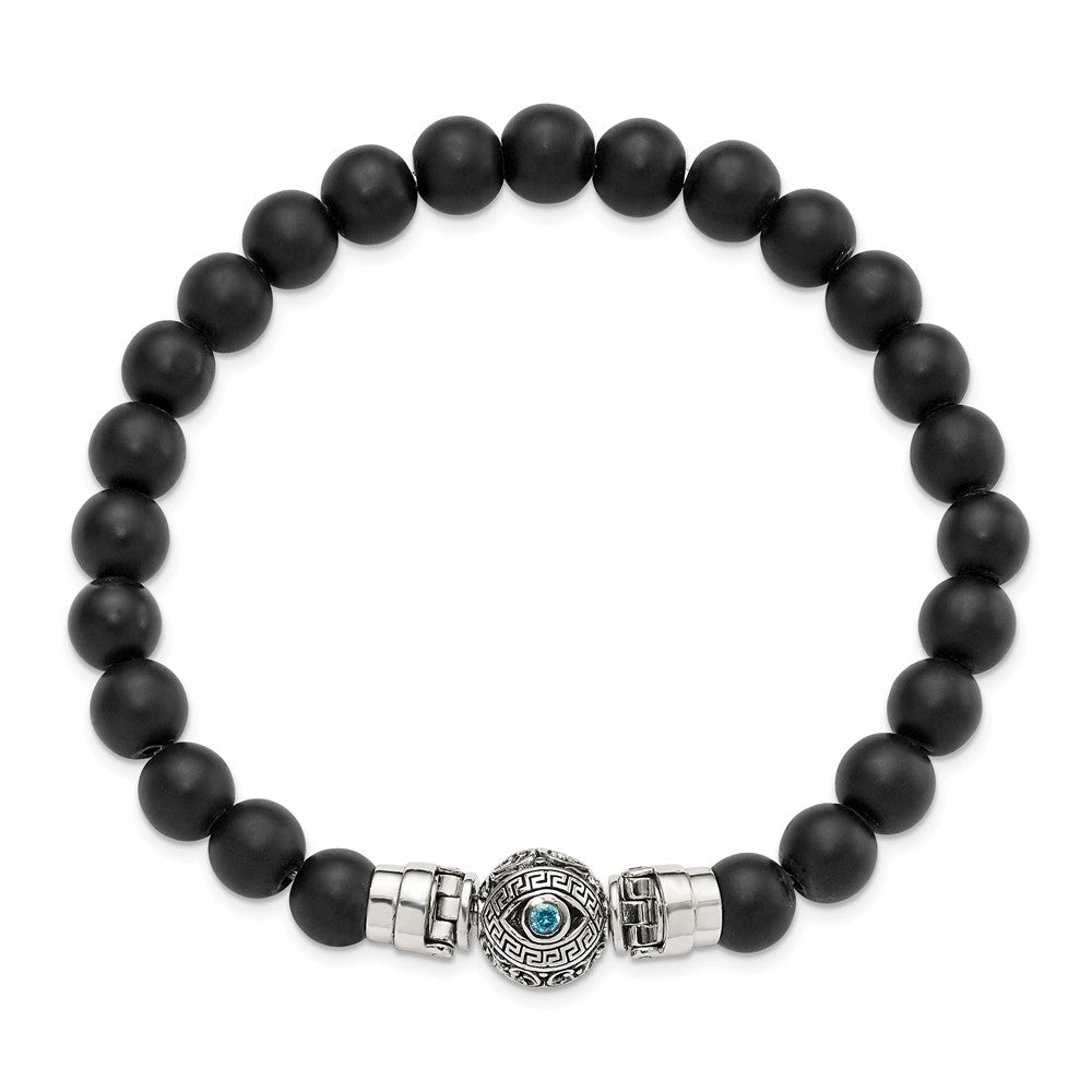 Sterling Silver Reflections 8mm Matte Black Onyx Beaded 8in Bracelet/Bead not included, sold seperately