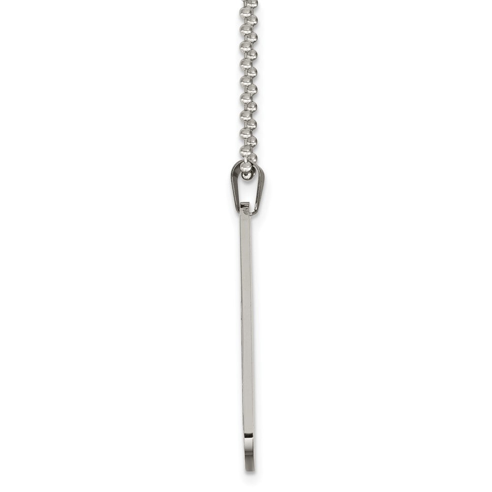 Stainless Steel Brushed & Polished Round Edge 2mm Dog Tag 24in Necklace
