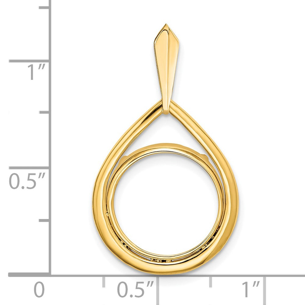 Wideband Distinguished Coin Jewelry 14k Polished Teardrop Shaped 13.0mm Prong Coin Bezel Pendant