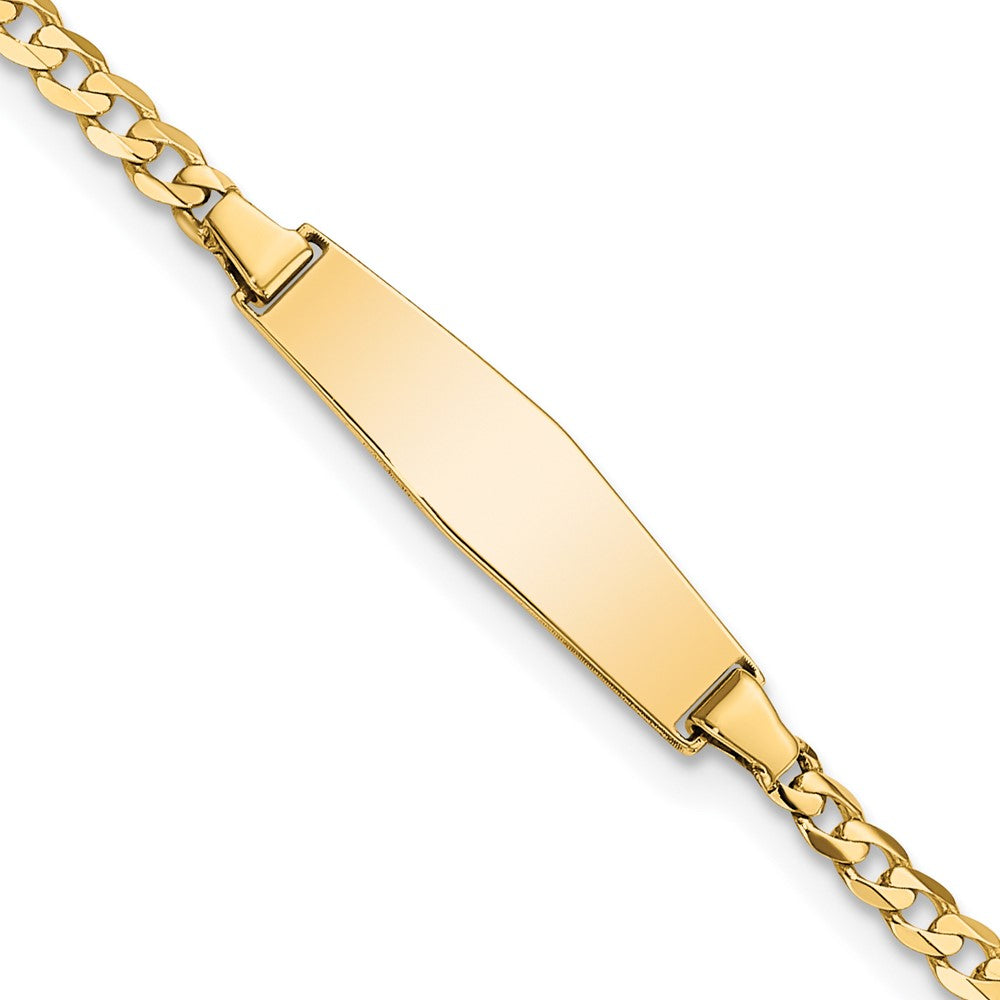 14k Soft Diamond Shape Curb Link ID Bracelet 8 inches