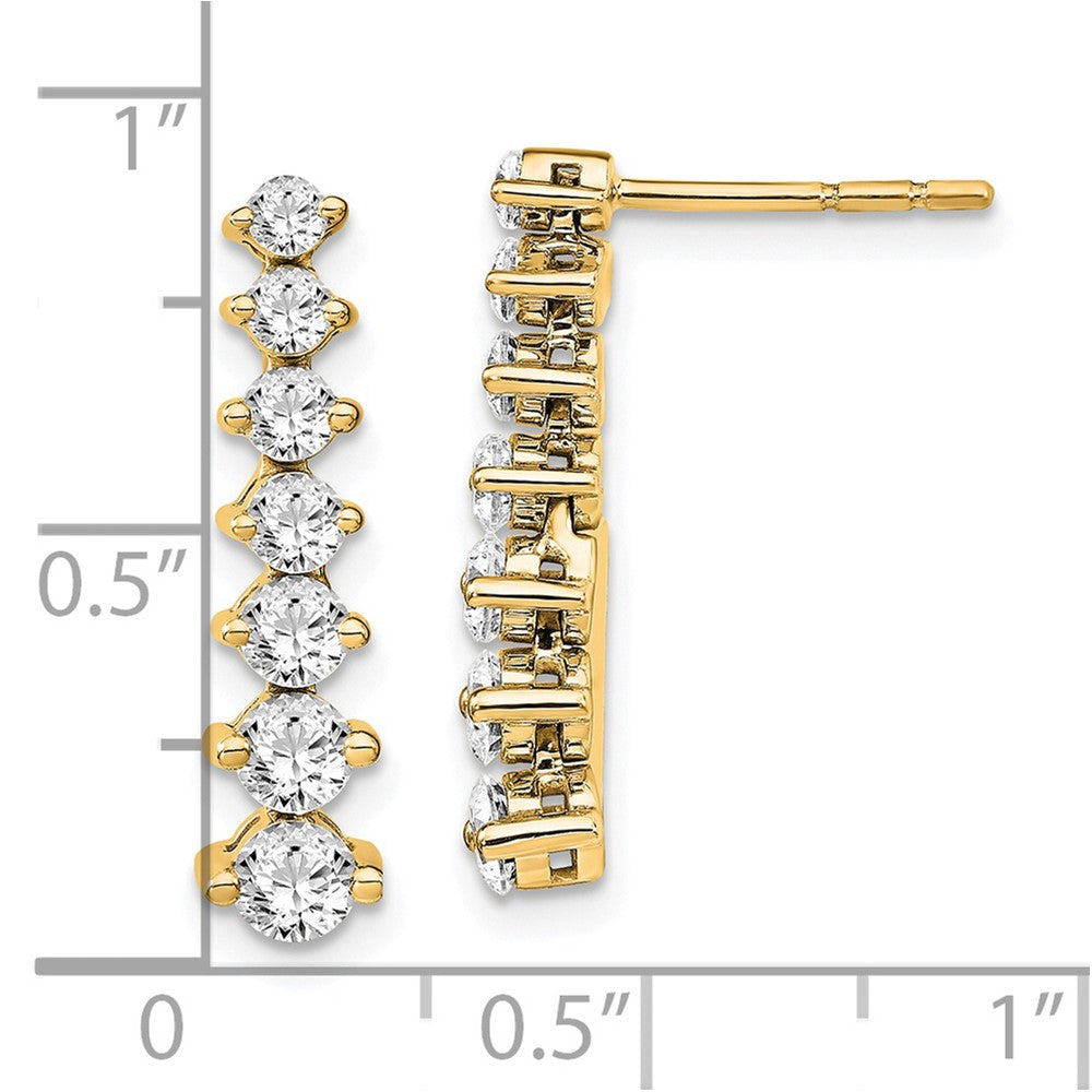 14k 1 1/2 carat Lab Grown Diamond VS/SI+ G+ Complete Graduating Drop Post Earrings