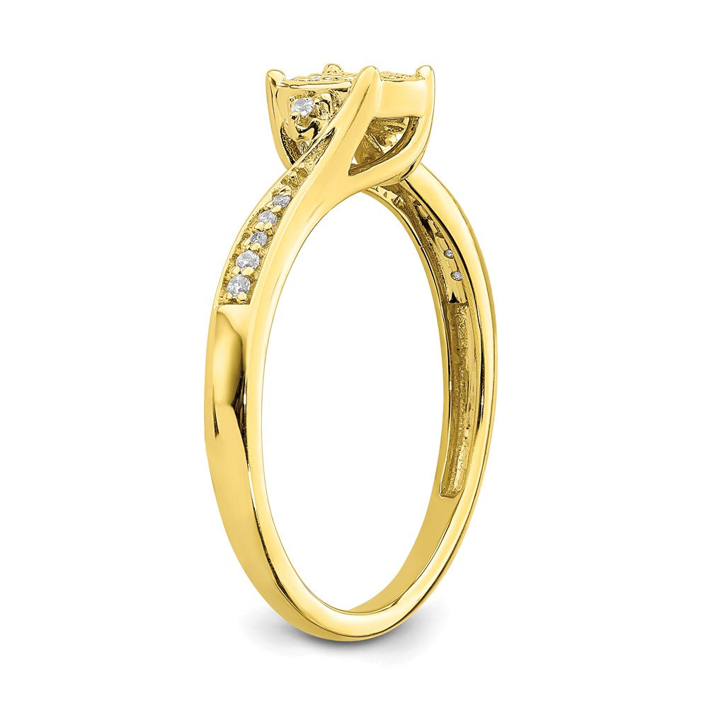 10k Yellow Gold Diamond Cluster Engagement Ring