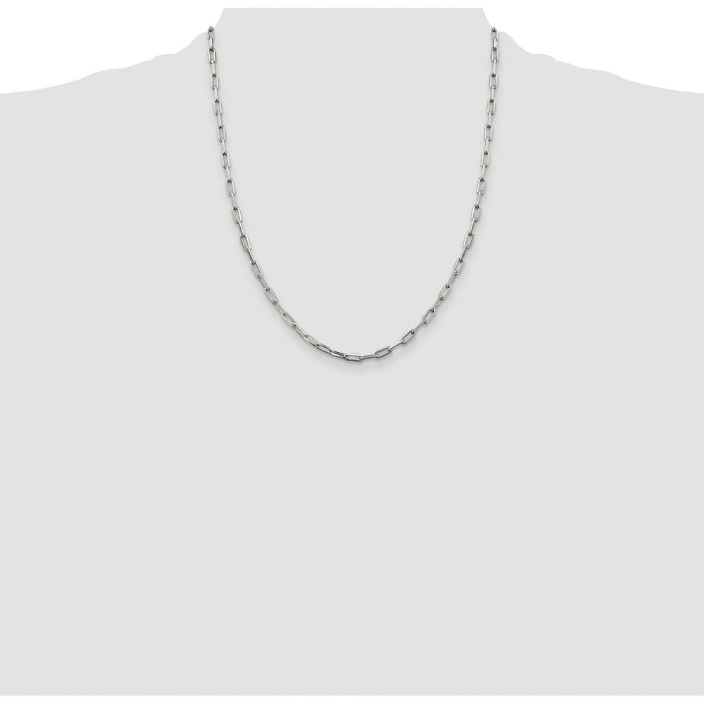 Sterling Silver Rhodium-plated 3.25mm Elongated Open Link Chain
