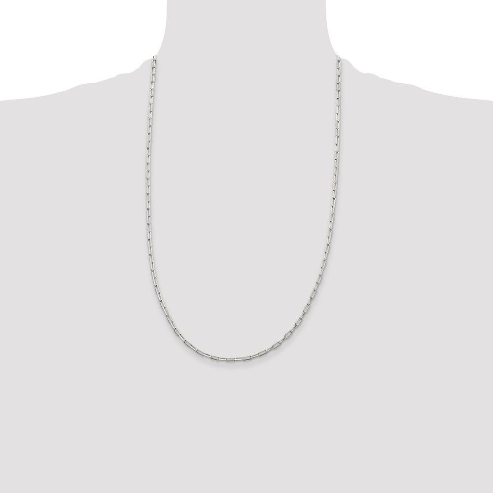 Sterling Silver 2mm Elongated Open Link Chain 26 Inches