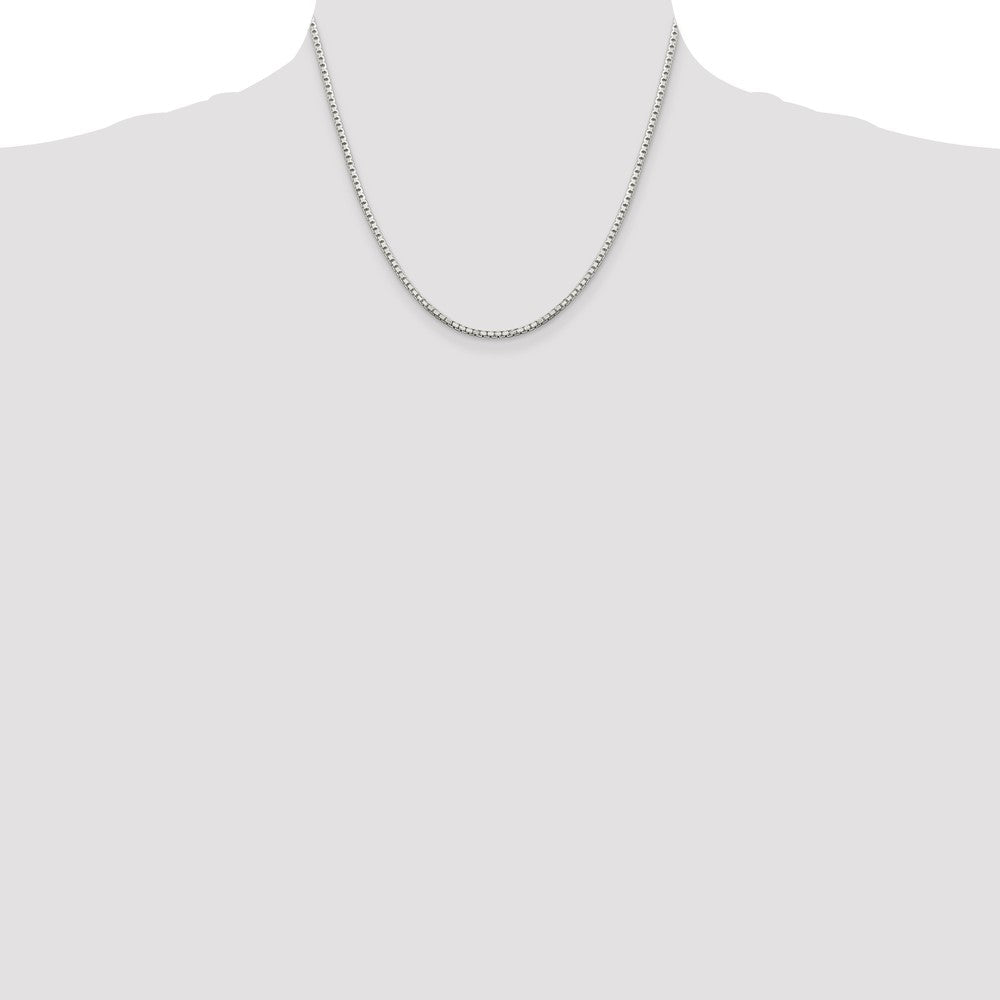 Sterling Silver 2mm 8 Sided Diamond-cut Box Chain 18 Inches