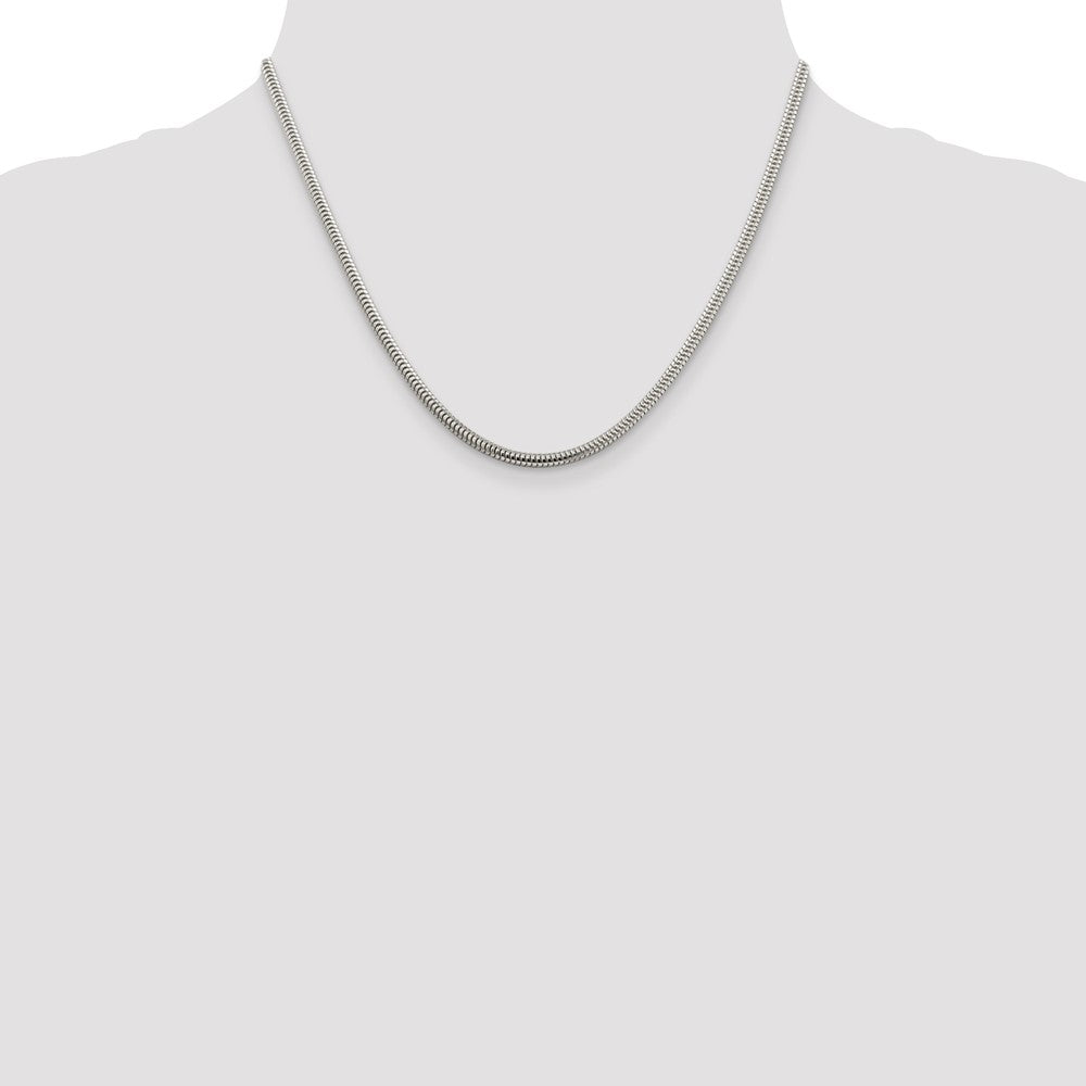 Sterling Silver 3mm Round Snake Chain 18 Inches