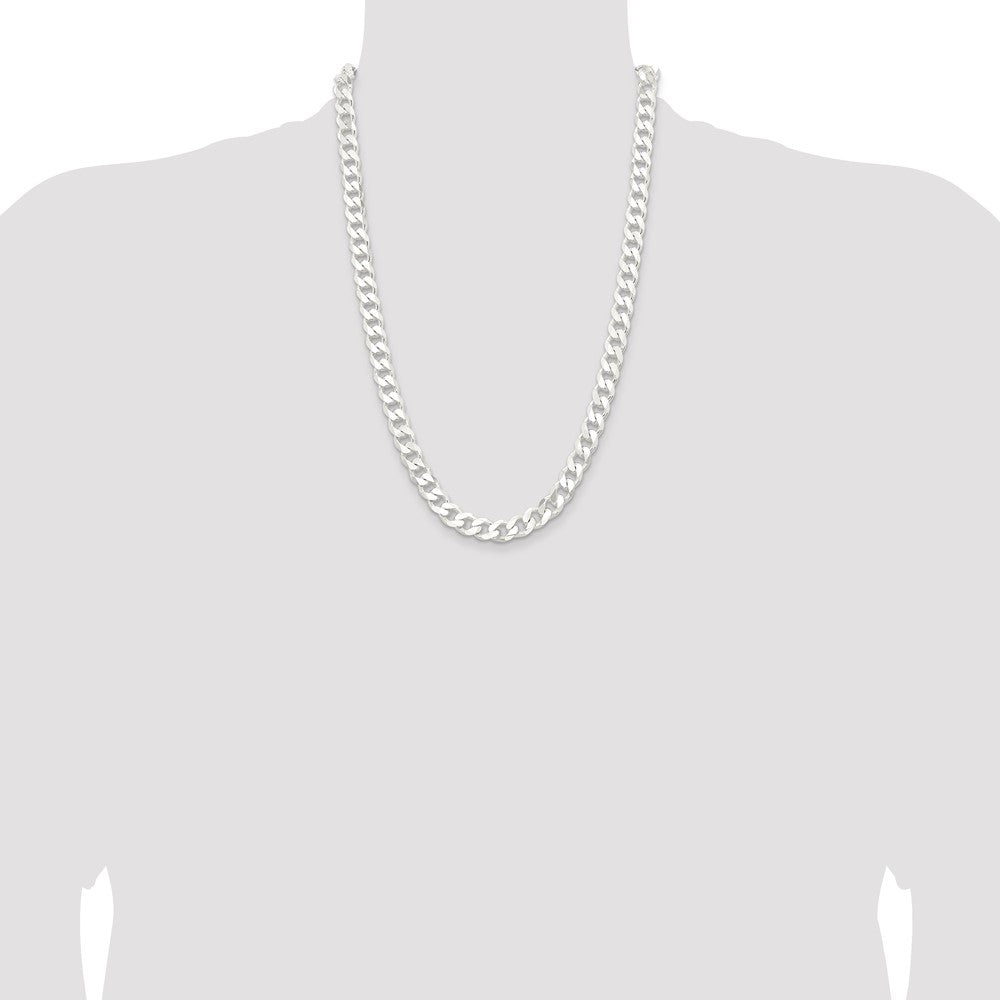 Sterling Silver 9.3mm Curb Chain 24 Inches