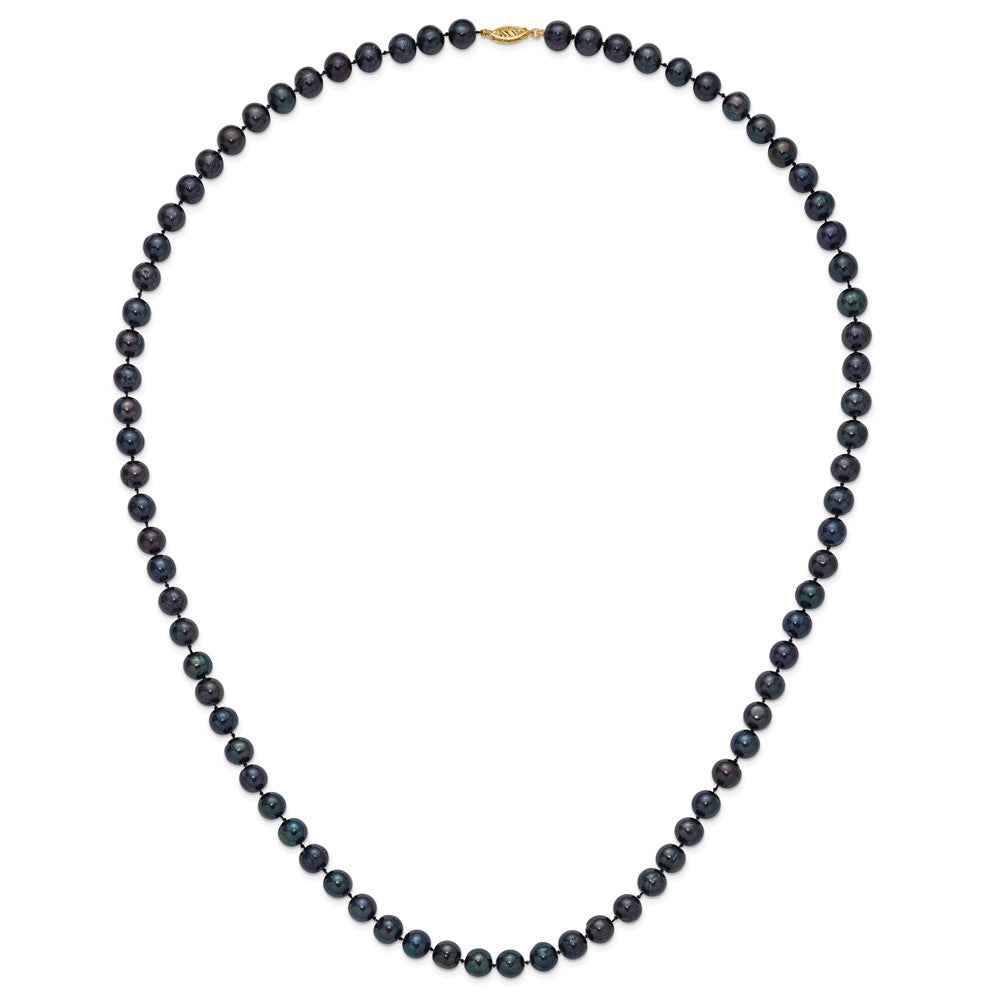 14k 8-9mm Black Near-Round Freshwater Cultured Pearl 28 inch Necklace