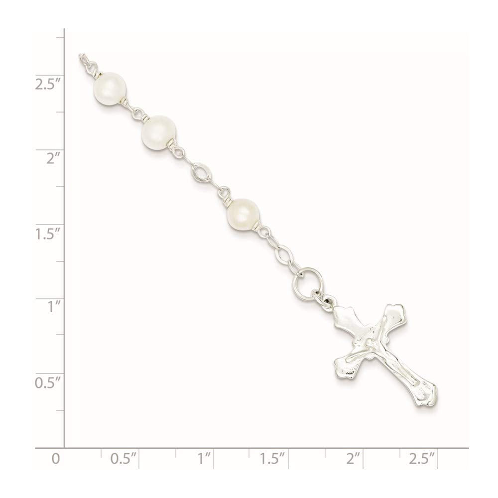 Sterling Silver and FW Cultured Pearl Rosary 7.5 inch Bracelet 7.5 inches