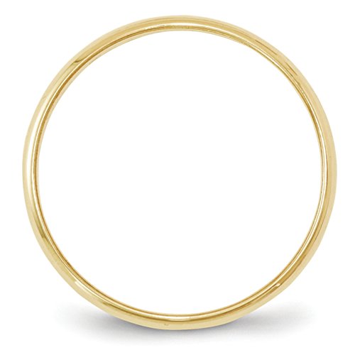 10k Yellow Gold 2mm Lightweight Half Round Wedding Band Size 13.5
